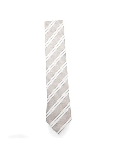 Zegna Striped Tie In Blue
