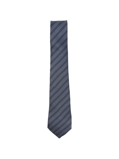 Zegna Striped Tie In Blue