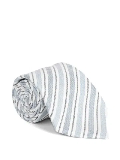 Zegna Striped Tie In Gray