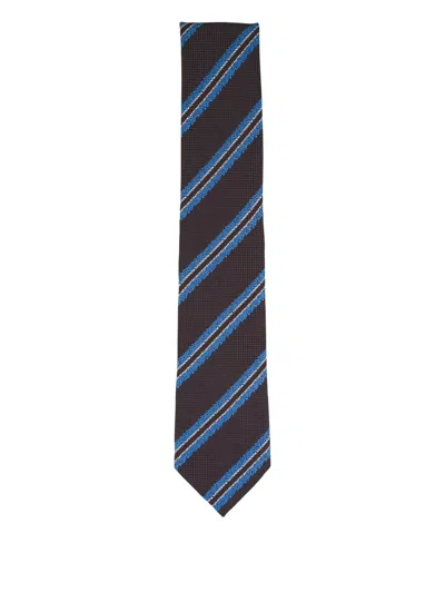 Zegna Striped Tie In Brown