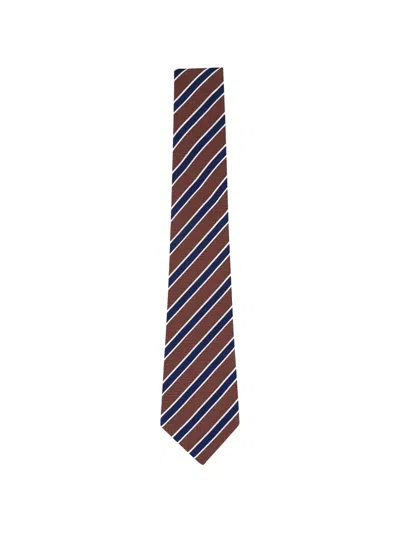 Zegna Striped Tie In Neutral