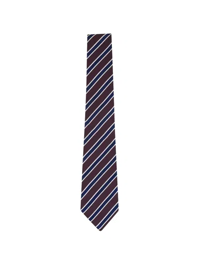 Zegna Striped Tie In Red