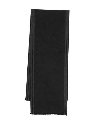 Zegna Striped-trim Scarf In Black