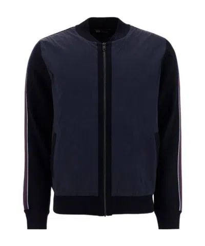 Zegna Striped Wool Casual Jacket In Black