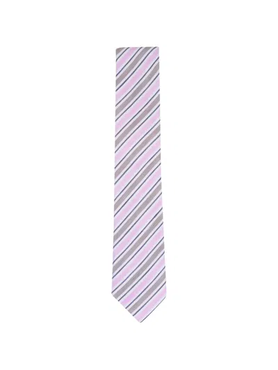 Zegna Striped-pattern Tie In Pink
