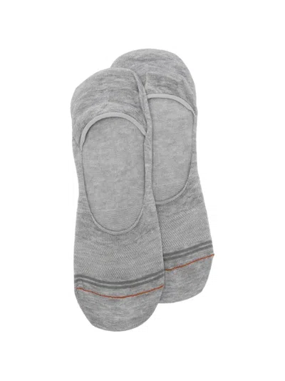 Zegna Striped-trim No-show Socks In Gray