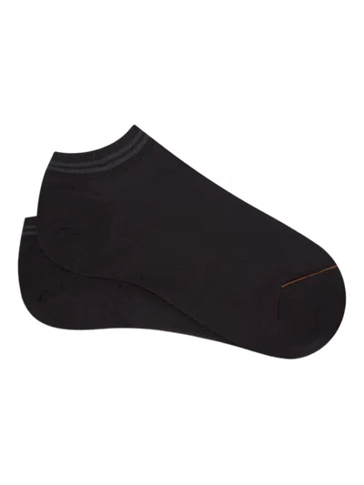 Zegna Stripe-trim Socks In Black