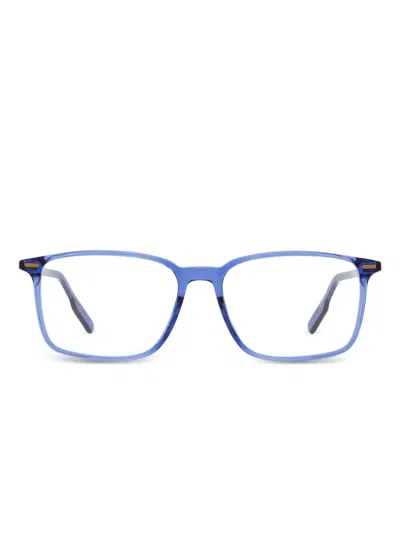 Zegna Stud-detail Rectangular Glasses In Blue