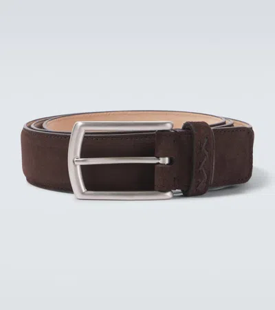 Zegna Suede Belt In Brown