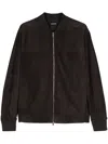 Zegna Brown Suede Bomber Jacket - Men's - Silk/lamb Skin/polyamide/calf Leatherpolyamidewool In Black