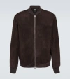Zegna Long-sleeved Leather Jacket In Dark Brown 