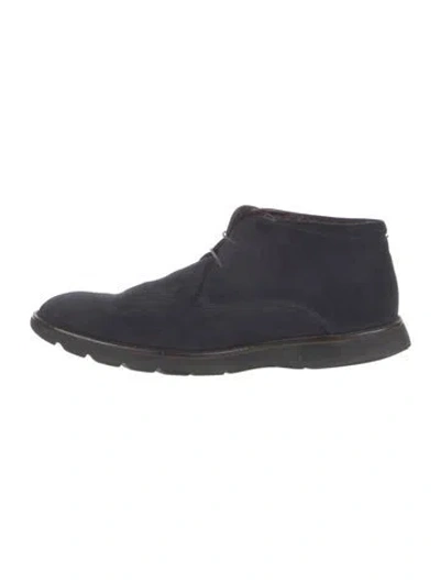 Pre-owned Zegna Suede Boots In Blue