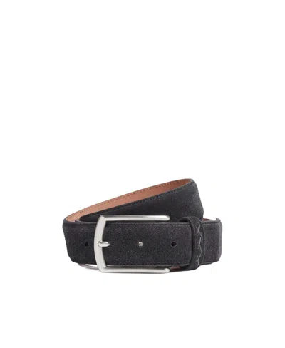Zegna Ceinture En Veau Velours Bleu Marine