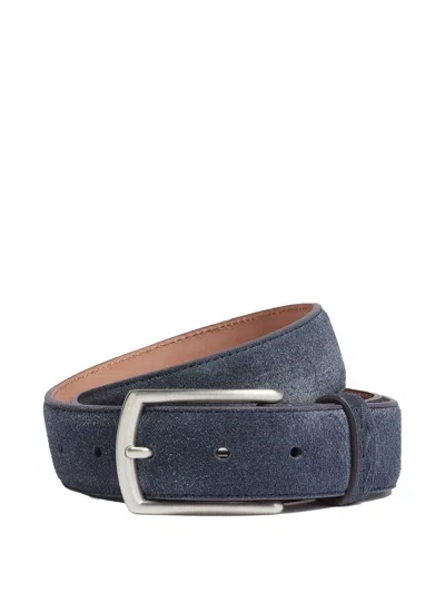 Zegna Ceinture En Veau Velours Bleue In Blue