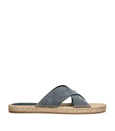 Zegna Suede Espadrille Sandals In Blue