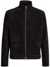 Zegna Zip Front Suede Blouson Jacket In Schwarz