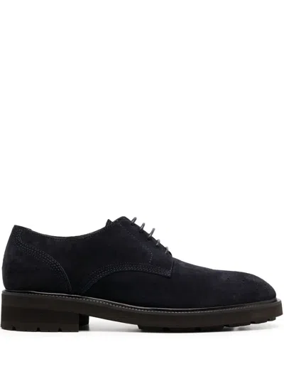 Zegna Suede Lace-up Derby Shoes In Blau