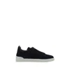 Zegna Triple Stitch Leather Sneakers In Black