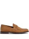 Zegna Tobacco Suede Mocassin Corso Loafers In Brown