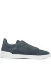 Zegna Suede Leather Sneakers In Black