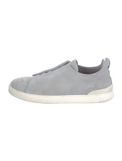 Pre-owned Zegna Suede Sneakers In Blue