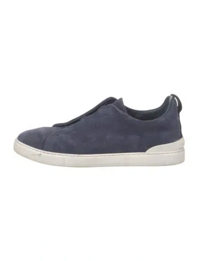 Pre-owned Zegna Suede Sneakers In Blue