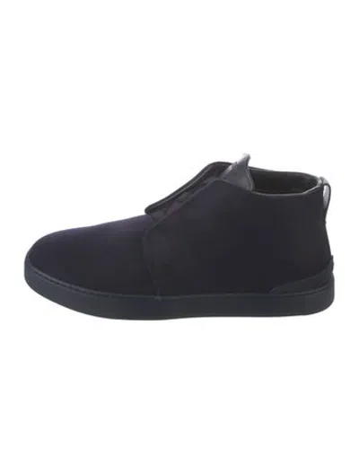 Pre-owned Zegna Suede Sneakers In Blue