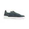 Zegna Men's Suede Triple Stitch Low Top Sneakers In Navy