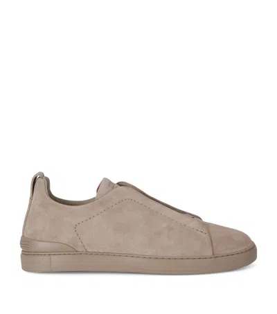 ZEGNA SUEDE TRIPLE STITCH SNEAKERS