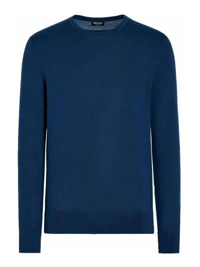 Zegna Crew-neck Sweater In Blue