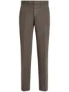 Zegna Tapered-leg Cotton-blend Chino Trousers In Brown