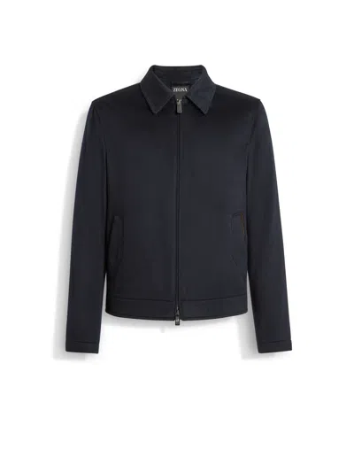 Zegna Blouson En Oasi Cashmere Elements In Navy