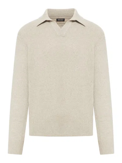 Zegna Sweater In Nude & Neutrals