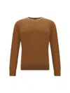Zegna Cashseta Light Crewneck Sweater In Beige Scuro Unito