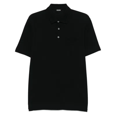 Zegna Cotton Polo Shirt In Black