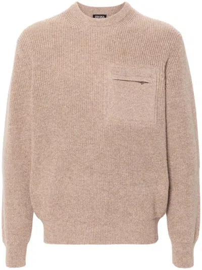 Zegna Wool Knit In Beige