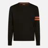 Zegna Crew Neck Wool Sweater Striped Pattern In Black