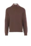 Zegna Long-sleeved Half-zip Sweater In Brown