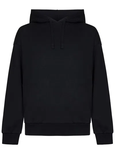 Zegna Logo-embroidered Cotton-blend Jersey Hoodie In Black