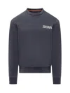 Zegna Sweatshirt With Logo In Blue