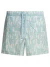Zegna Printed Swim Trunks With Pocket And Elastic Waistband In Blue