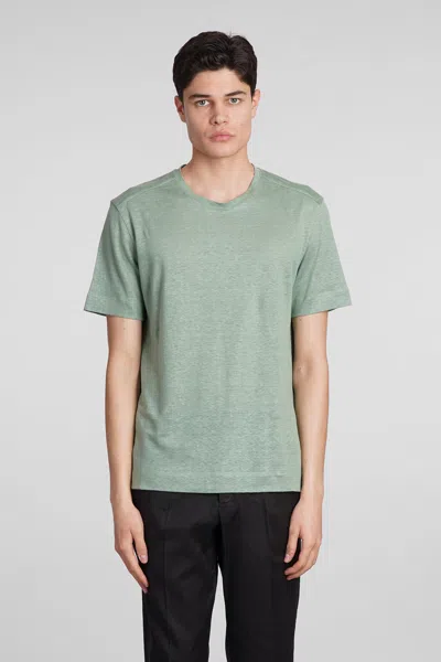 Zegna T-shirt In Green Linen