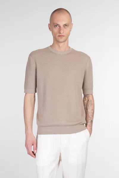 Zegna Crew-neck Knitted Cotton T-shirt In Neutrals