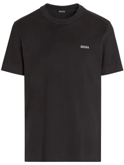 Zegna T-shirt Logo In Black  