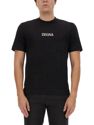 Zegna T-shirt With Logo In Black