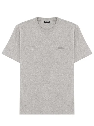 Zegna Classic Crew Neckline Chest Logo T-shirt In Gold