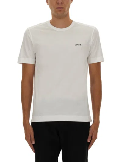 Zegna T-shirt Round Neck In Cotton In White