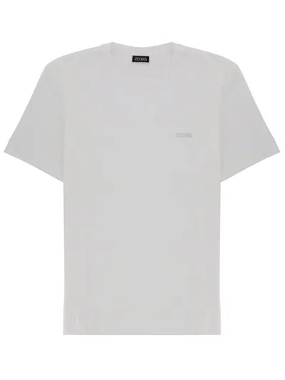 Zegna Neutrals Crew Neckline Subtle Chest Logo T-shirt In White