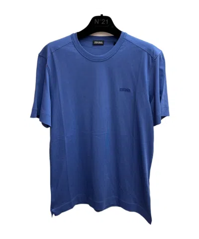 Zegna T-shirt With Round Neck And Short Sleeves In Blue