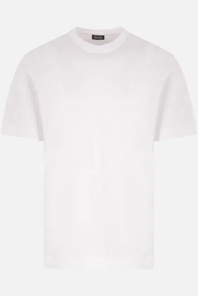 Zegna Logo-embroidered Cotton T-shirt In White